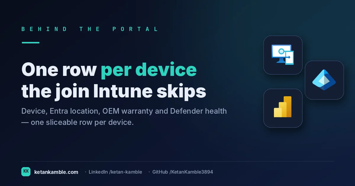 Cover: joining scattered Intune, Entra, warranty and Defender data into one device inventory row